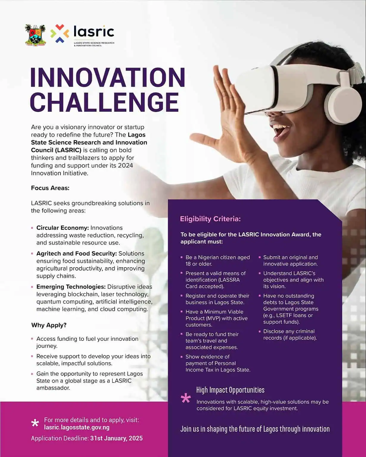 Lagos Science Research & Innovation Council Innovation Challenge Year 2025